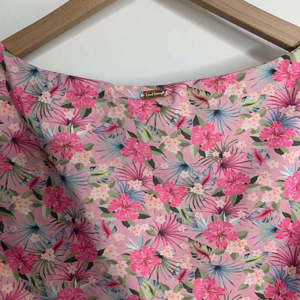 Beach Bunny Floral Tie-Front Reversible Swim Top Pink Floral Blue Stripe New XL - Picture 6 of 13